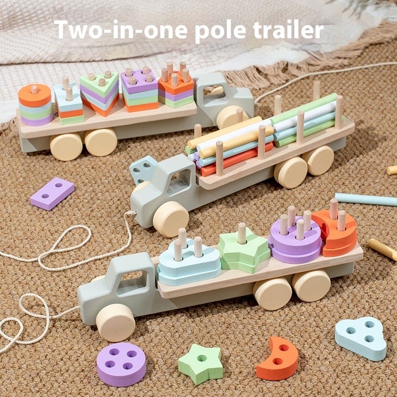 Wooden Trailer Puzzle Blocks